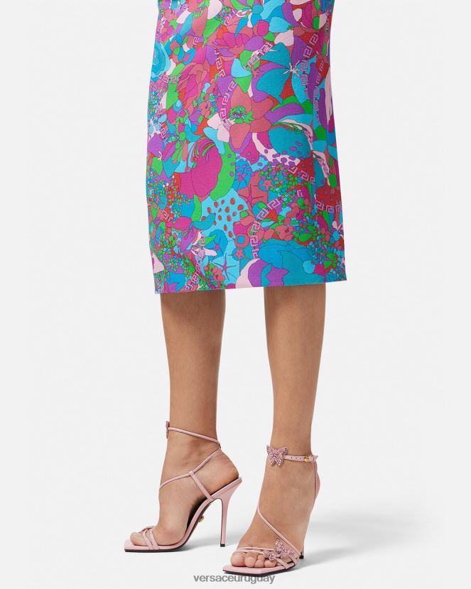 Versace sandalias de raso con mariposas de cristal mujer rosa zapato H88R0H437