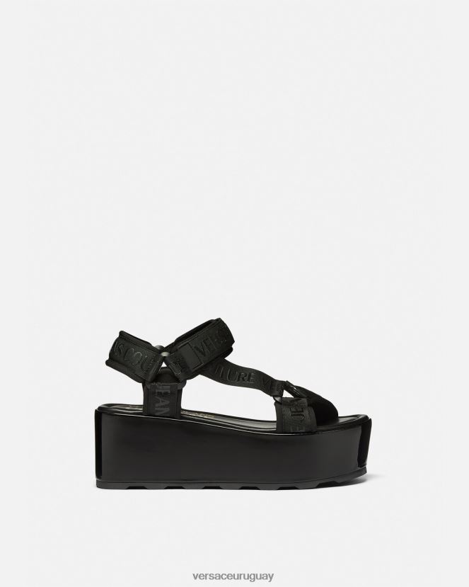 Versace sandalias mallory con plataforma y logo mujer negro zapato H88R0H2294