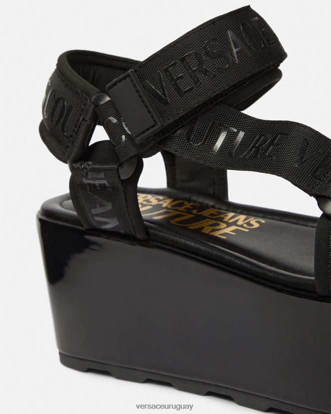Versace sandalias mallory con plataforma y logo mujer negro zapato H88R0H2294