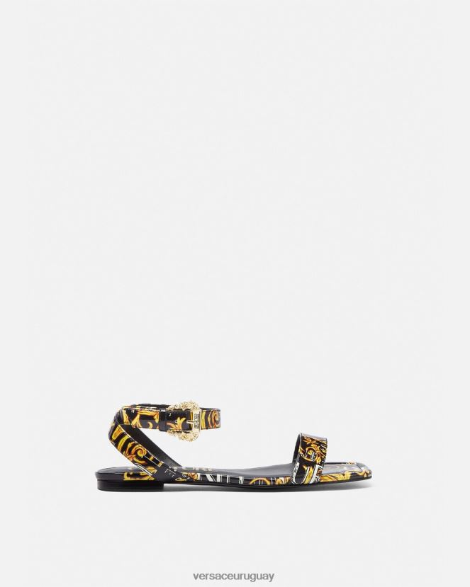 Versace sandalias planas millie de alta costura pop mujer oro negro zapato H88R0H2299