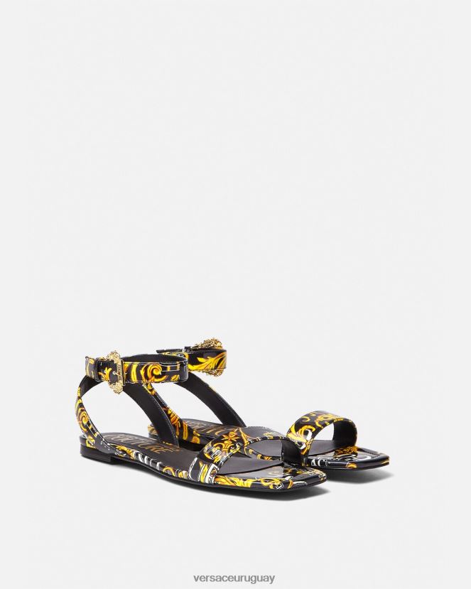 Versace sandalias planas millie de alta costura pop mujer oro negro zapato H88R0H2299