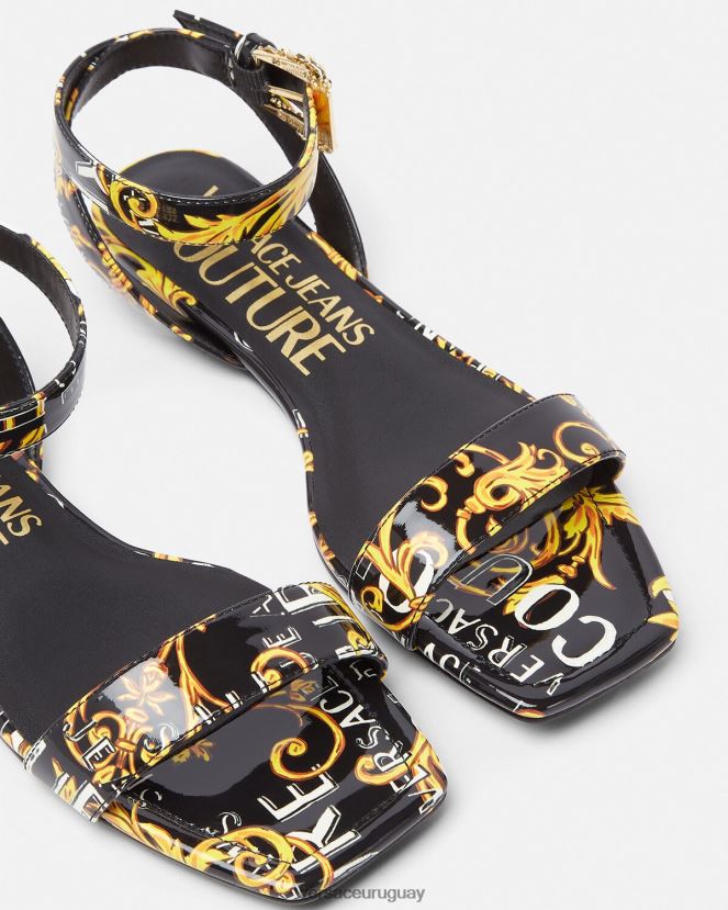 Versace sandalias planas millie de alta costura pop mujer oro negro zapato H88R0H2299