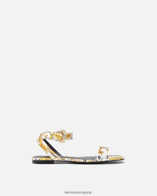Versace sandalias planas millie de alta costura pop mujer oro y blanco zapato H88R0H2298