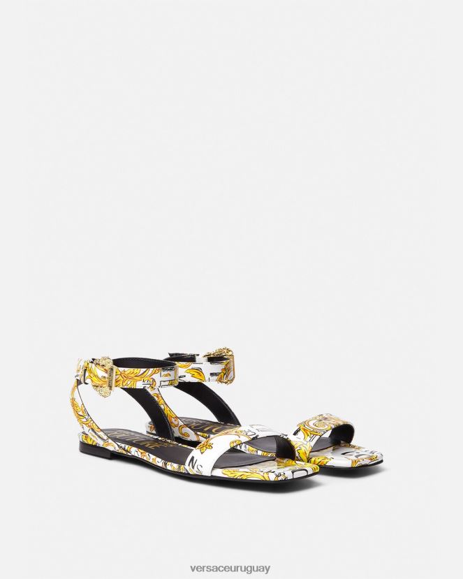 Versace sandalias planas millie de alta costura pop mujer oro y blanco zapato H88R0H2298
