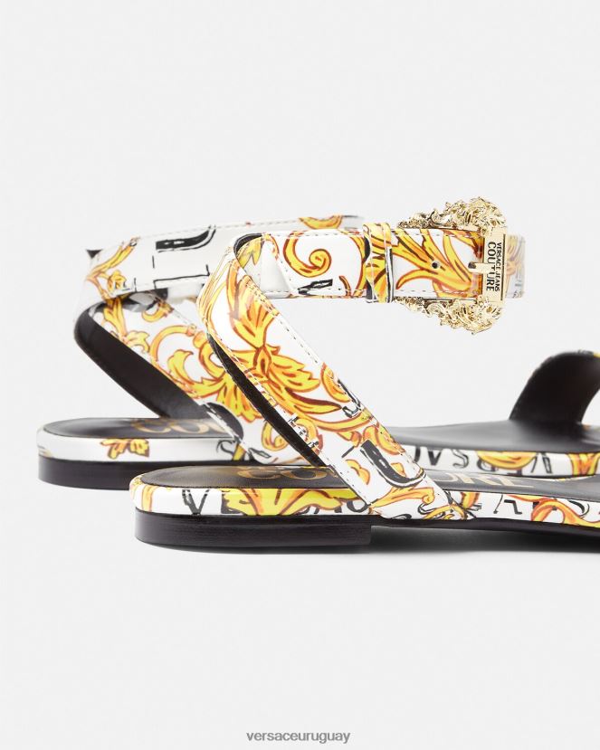 Versace sandalias planas millie de alta costura pop mujer oro y blanco zapato H88R0H2298