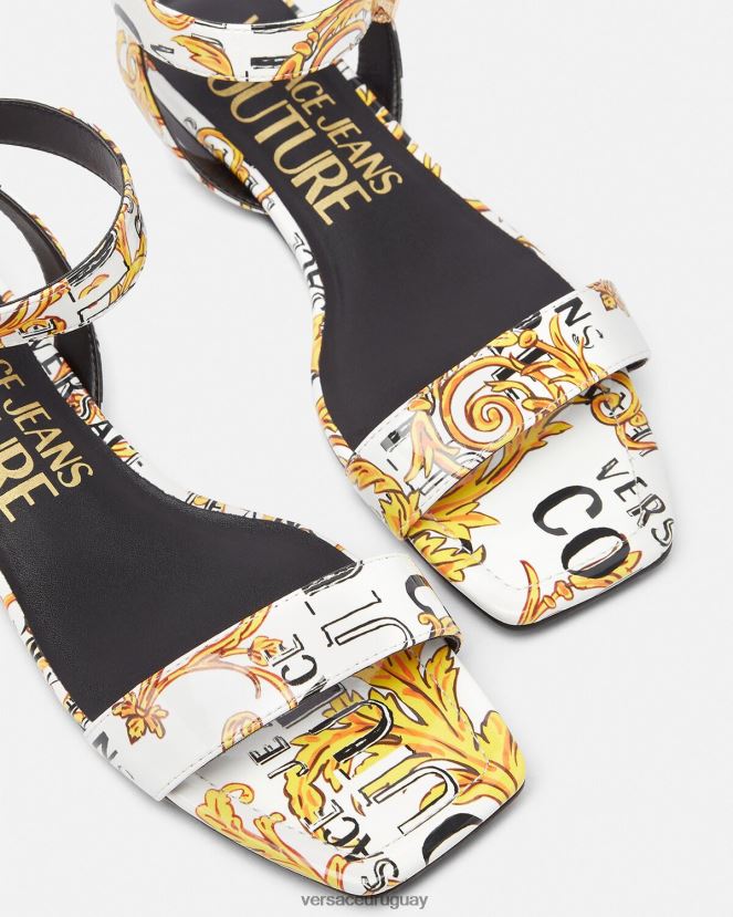 Versace sandalias planas millie de alta costura pop mujer oro y blanco zapato H88R0H2298