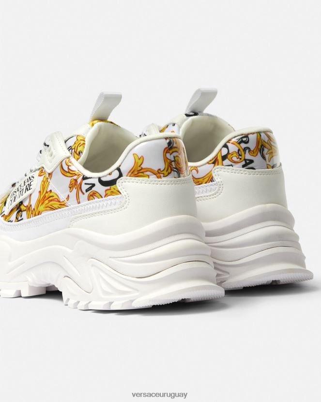 Versace zapatillas altas de alta costura con logo mujer oro y blanco zapato H88R0H2287