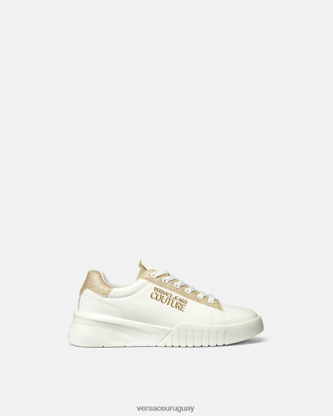 Versace zapatillas altas mujer oro y blanco zapato H88R0H2311