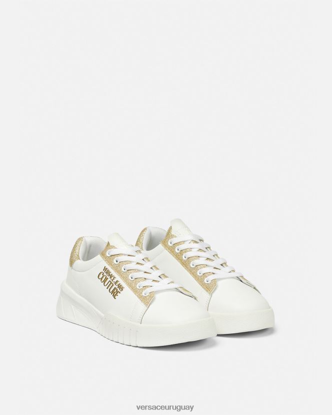 Versace zapatillas altas mujer oro y blanco zapato H88R0H2311
