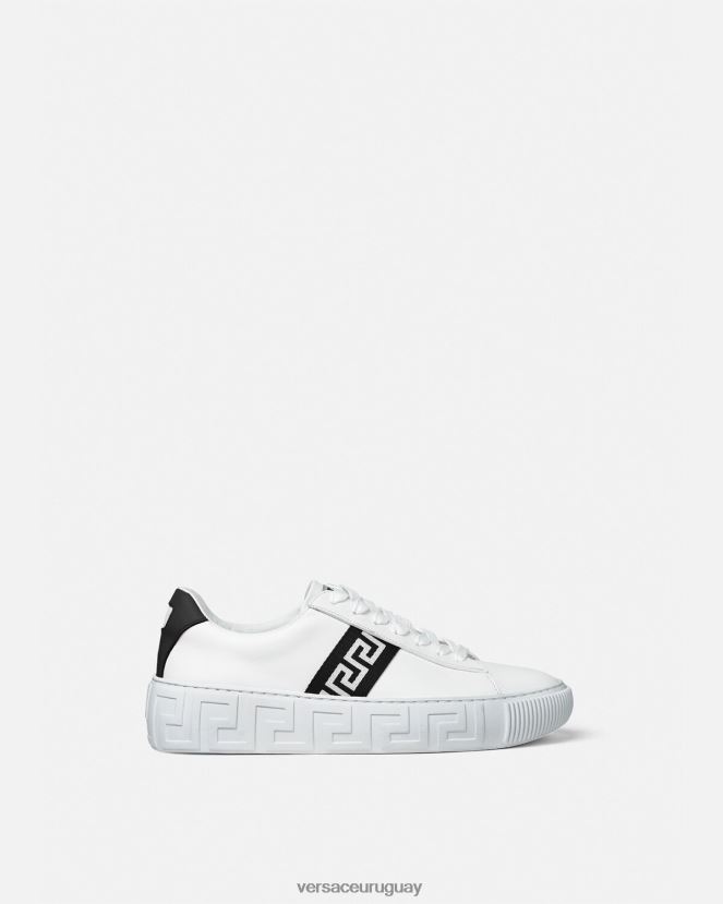 Versace zapatillas con grecas mujer blanco negro zapato H88R0H502