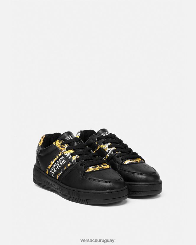 Versace zapatillas con logo Brush Couture Meyssa mujer oro negro zapato H88R0H2296