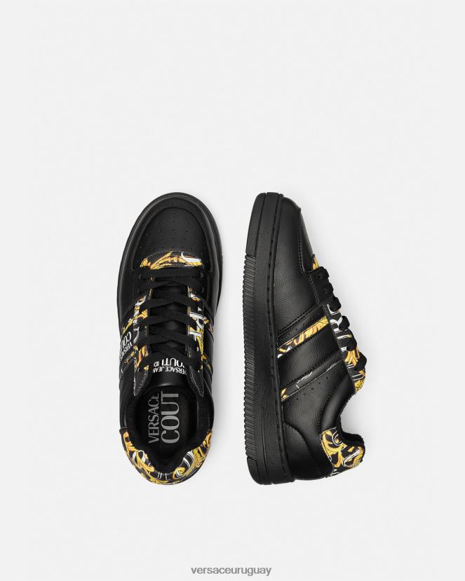 Versace zapatillas con logo Brush Couture Meyssa mujer oro negro zapato H88R0H2296