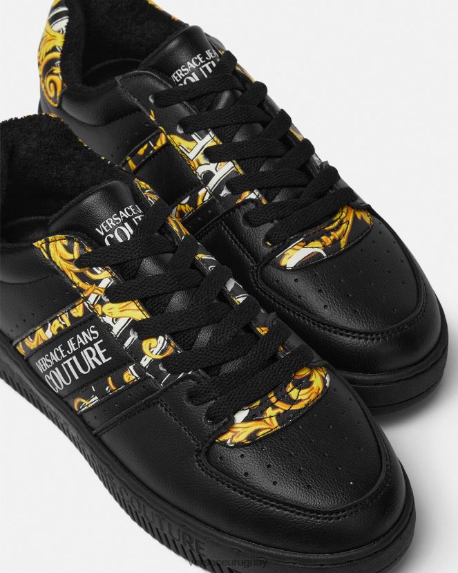 Versace zapatillas con logo Brush Couture Meyssa mujer oro negro zapato H88R0H2296