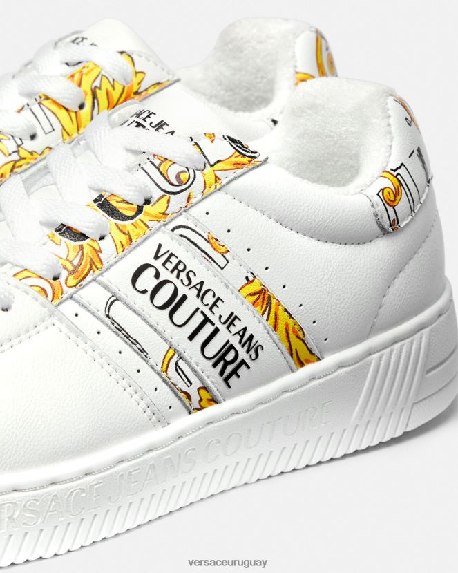 Versace zapatillas con logo Brush Couture Meyssa mujer oro y blanco zapato H88R0H2295