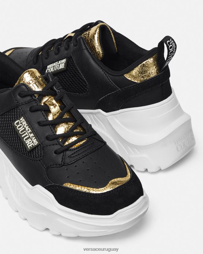 Versace zapatillas de deporte speedtrack mujer oro negro zapato H88R0H2265