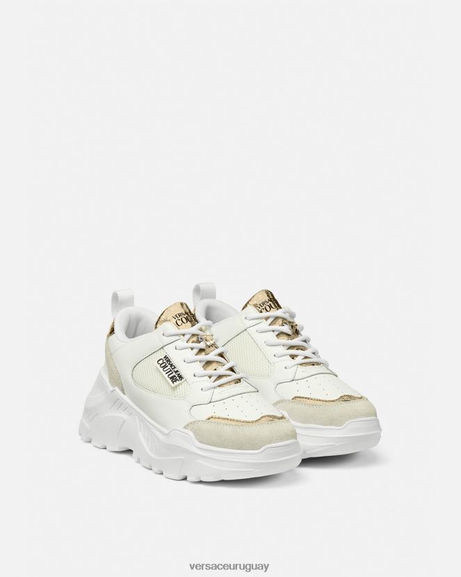 Versace zapatillas de deporte speedtrack mujer oro y blanco zapato H88R0H2264