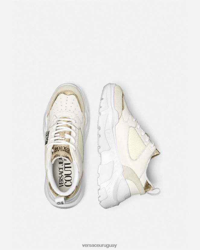 Versace zapatillas de deporte speedtrack mujer oro y blanco zapato H88R0H2264