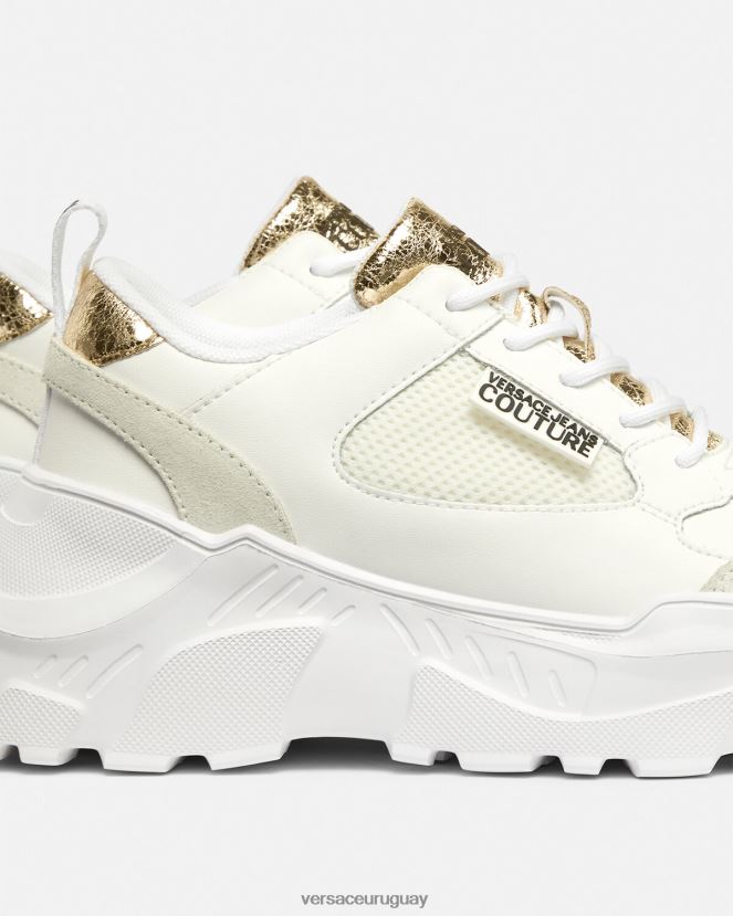 Versace zapatillas de deporte speedtrack mujer oro y blanco zapato H88R0H2264
