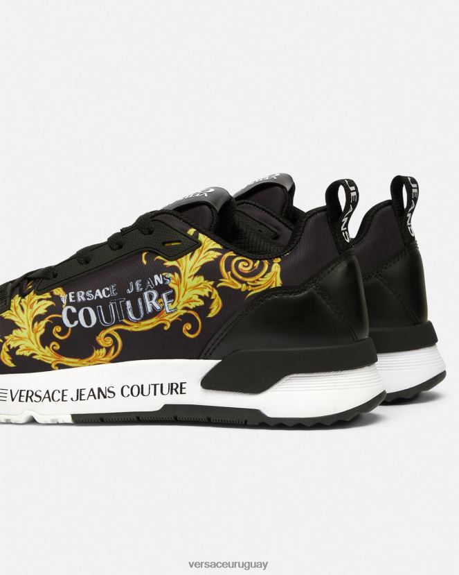 Versace zapatillas dinámicas de alta costura con logo mujer oro negro zapato H88R0H2280