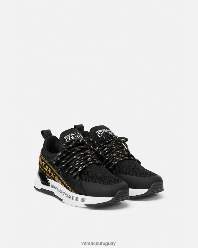 Versace zapatillas dinámicas mujer oro negro zapato H88R0H2256