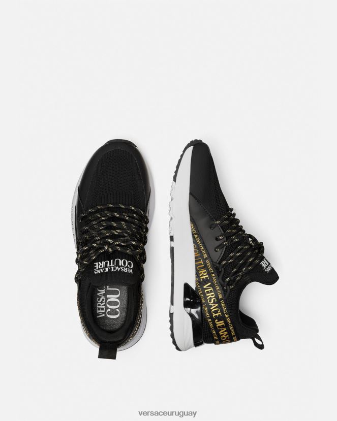 Versace zapatillas dinámicas mujer oro negro zapato H88R0H2256