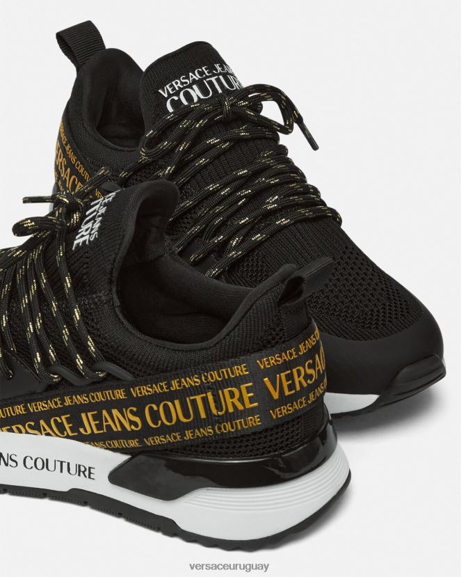 Versace zapatillas dinámicas mujer oro negro zapato H88R0H2256