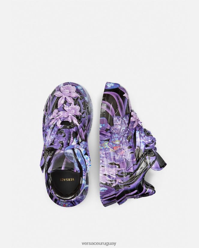 Versace zapatillas odissea con diseño barroco y orquídeas mujer violeta y estampado zapato H88R0H512