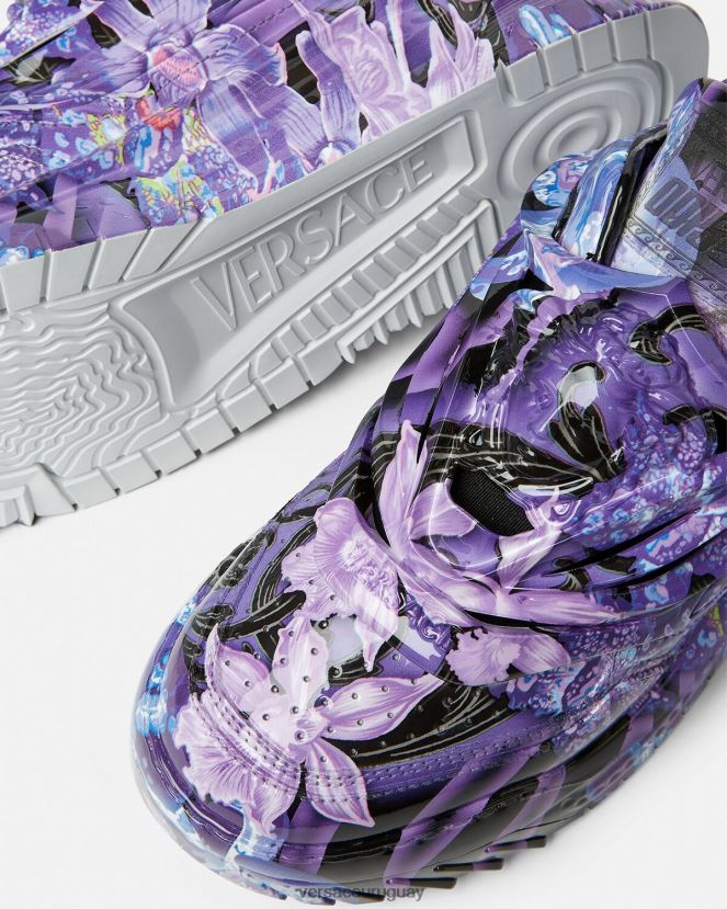 Versace zapatillas odissea con diseño barroco y orquídeas mujer violeta y estampado zapato H88R0H512