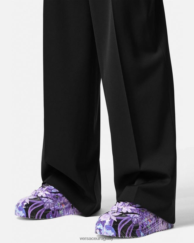 Versace zapatillas odissea con diseño barroco y orquídeas mujer violeta y estampado zapato H88R0H512