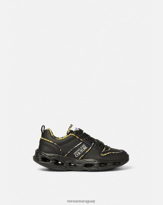 Versace zapatillas okinawa de alta costura con logo mujer negro zapato H88R0H2303