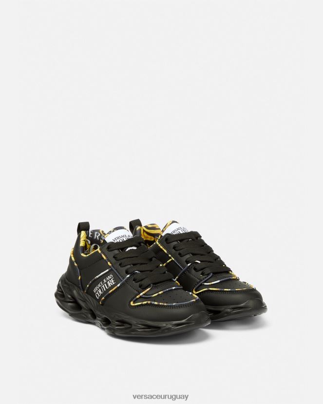 Versace zapatillas okinawa de alta costura con logo mujer negro zapato H88R0H2303