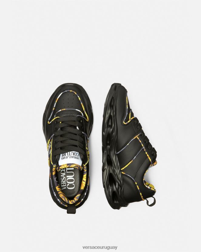 Versace zapatillas okinawa de alta costura con logo mujer negro zapato H88R0H2303