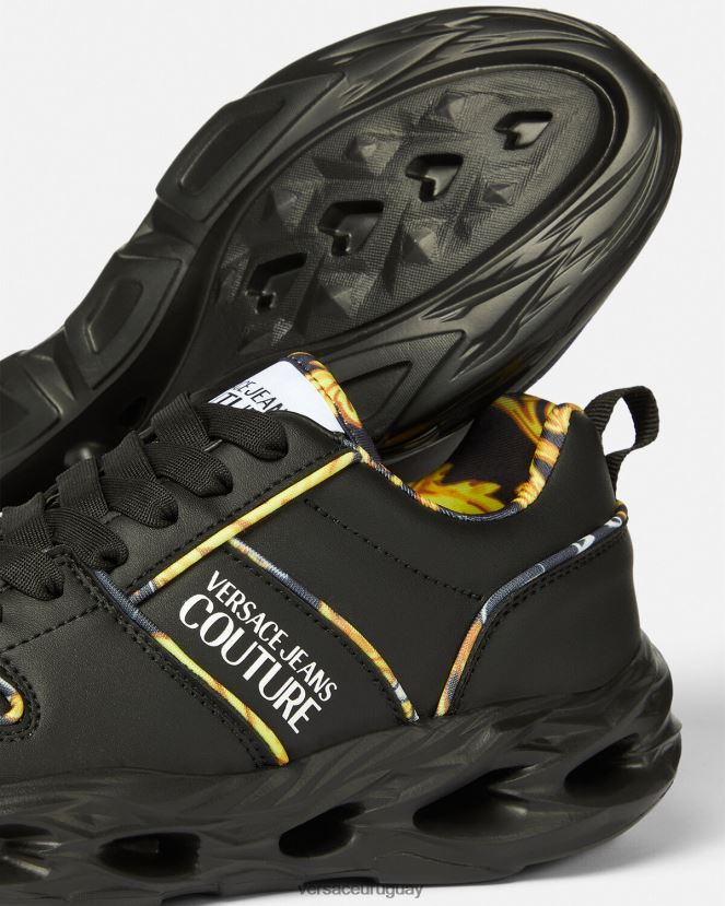 Versace zapatillas okinawa de alta costura con logo mujer negro zapato H88R0H2303