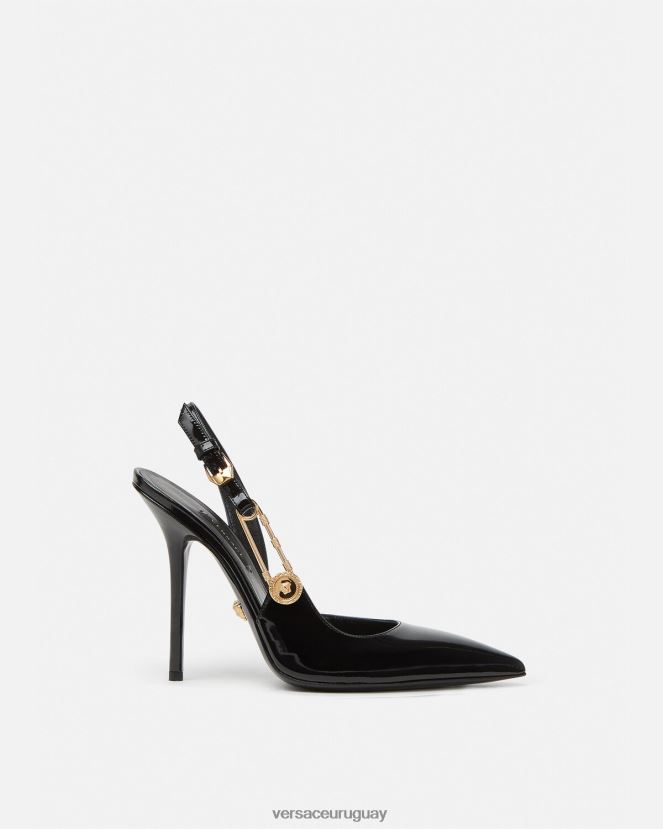 Versace zapatos de tacón con hebilla de seguridad y charol mujer negro zapato H88R0H490