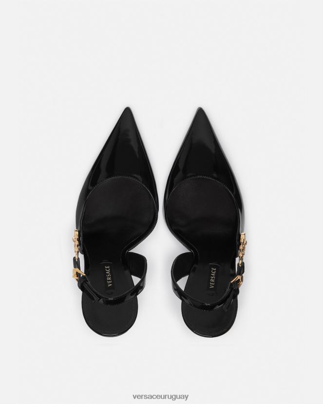 Versace zapatos de tacón con hebilla de seguridad y charol mujer negro zapato H88R0H490