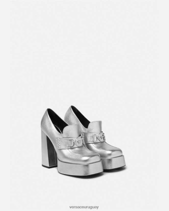 Versace zapatos de tacón con plataforma metálica Medusa \'95 mujer gris zapato H88R0H483