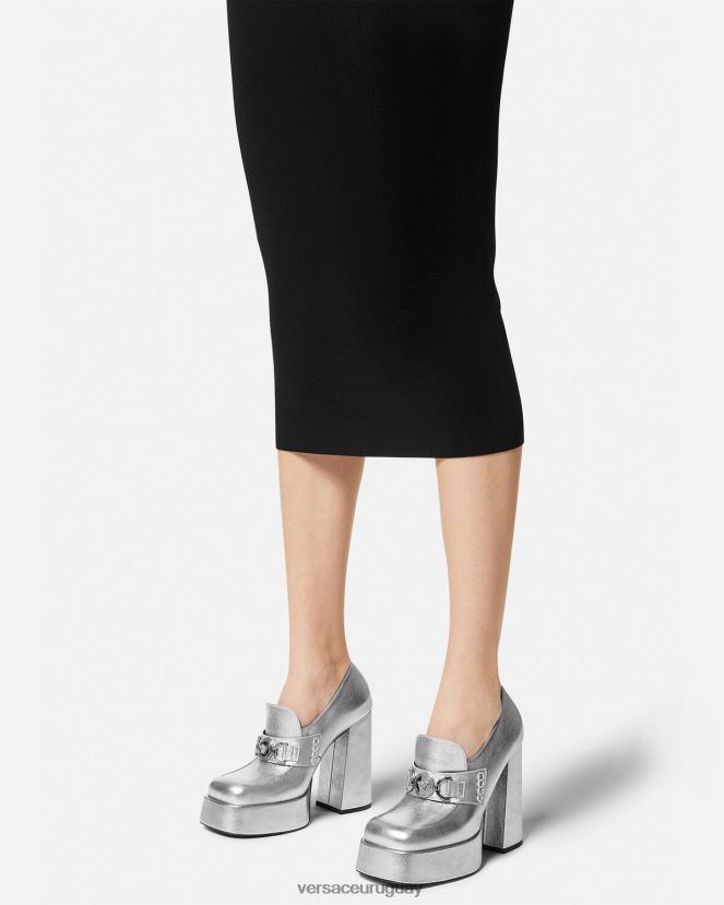 Versace zapatos de tacón con plataforma metálica Medusa \'95 mujer gris zapato H88R0H483