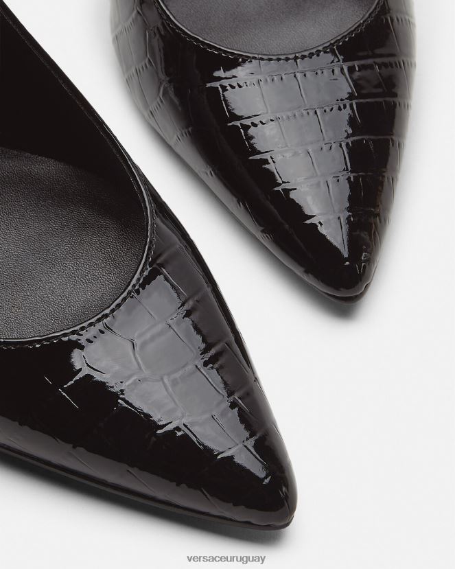 Versace zapatos de tacón con tira trasera y logo mujer negro zapato H88R0H2307
