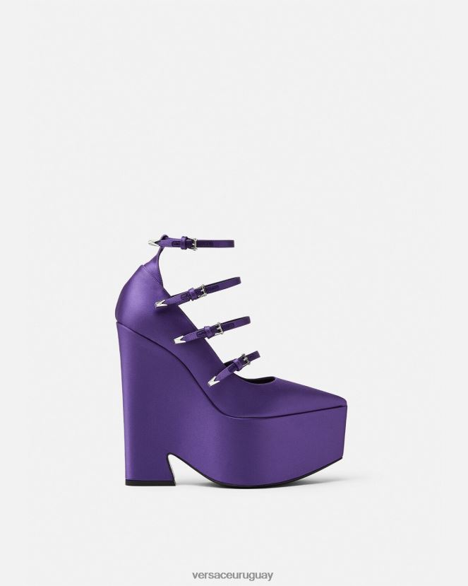 Versace zapatos de tacón tempest con plataforma de satén mujer Violeta zapato H88R0H496