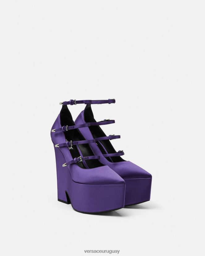 Versace zapatos de tacón tempest con plataforma de satén mujer Violeta zapato H88R0H496