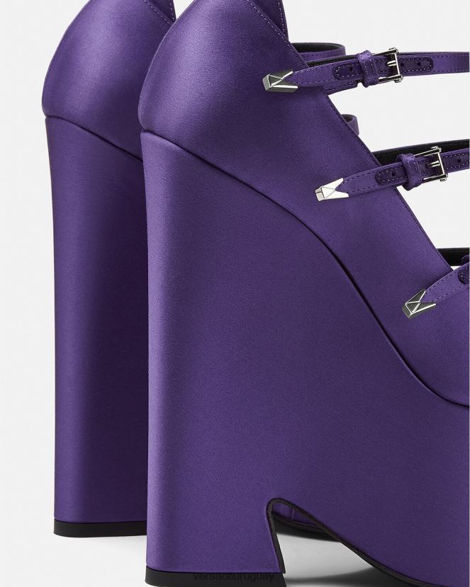 Versace zapatos de tacón tempest con plataforma de satén mujer Violeta zapato H88R0H496