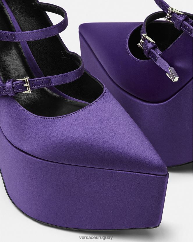 Versace zapatos de tacón tempest con plataforma de satén mujer Violeta zapato H88R0H496