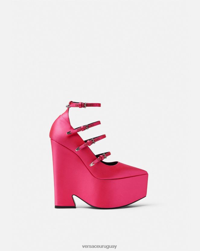 Versace zapatos de tacón tempest con plataforma de satén mujer fucsia zapato H88R0H495