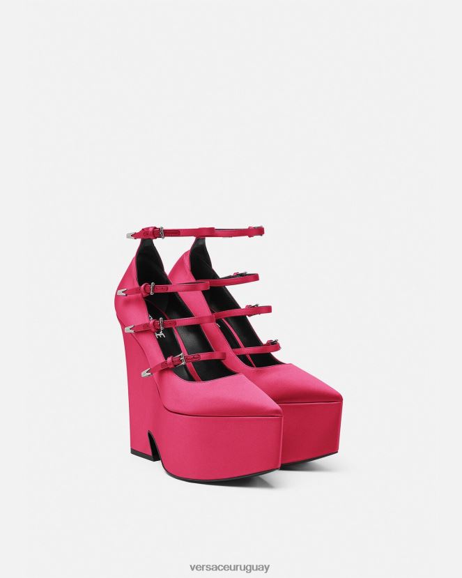 Versace zapatos de tacón tempest con plataforma de satén mujer fucsia zapato H88R0H495