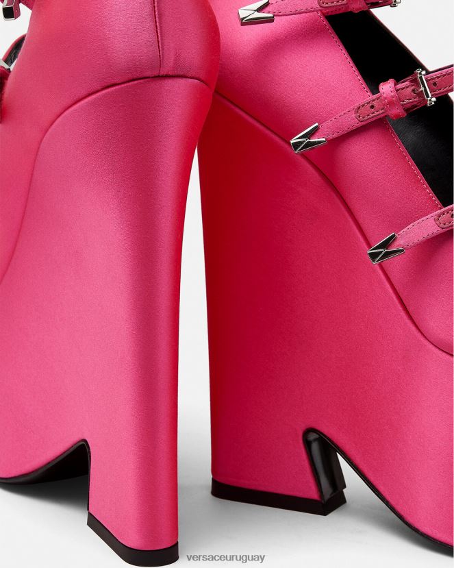 Versace zapatos de tacón tempest con plataforma de satén mujer fucsia zapato H88R0H495