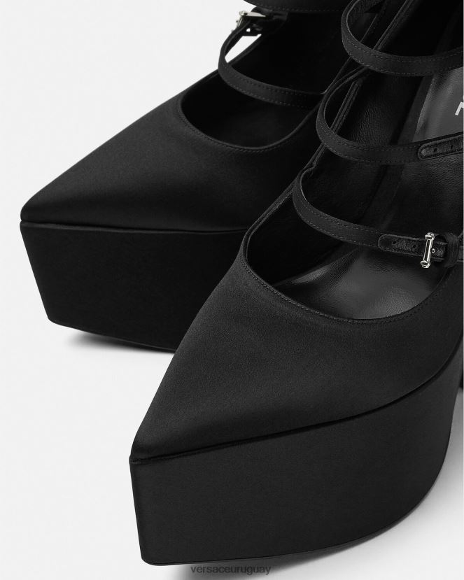Versace zapatos de tacón tempest con plataforma de satén mujer negro zapato H88R0H494