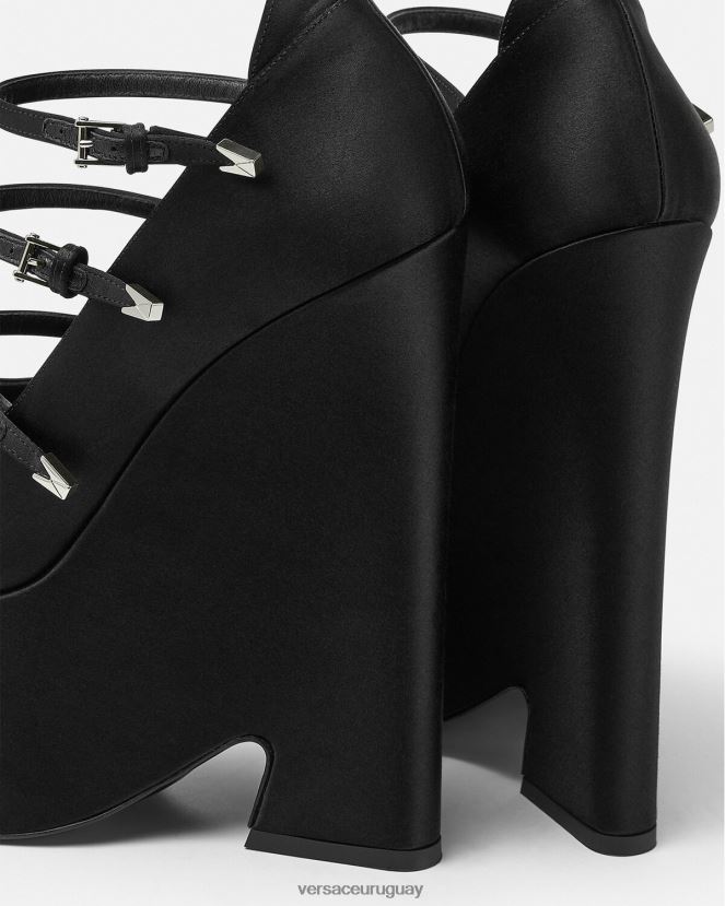 Versace zapatos de tacón tempest con plataforma de satén mujer negro zapato H88R0H494