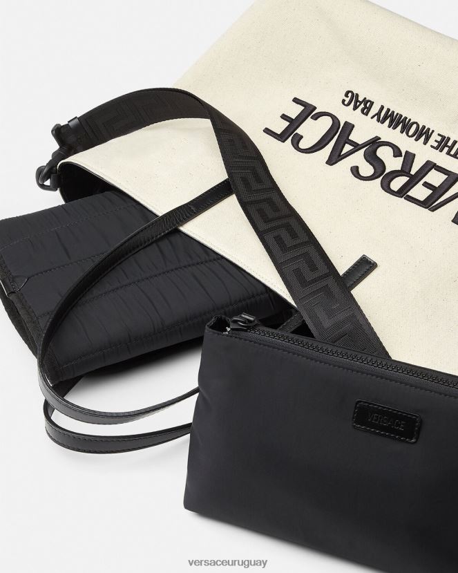 Versace bolso cambiador para bebé con logo niños blanco negro bolsas H88R0H1850