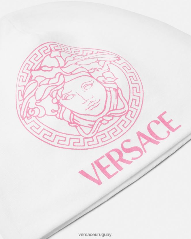 Versace gorro de bebé con medusa niños blanco y rosa accesorios H88R0H1817