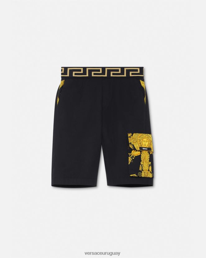 Versace maschera barroco greca pantalones cortos niños negro ropa H88R0H2126